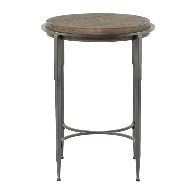 25" Dark Brown Metal Industrial Accent Table