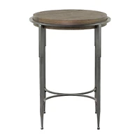 25" Dark Brown Metal Industrial Accent Table