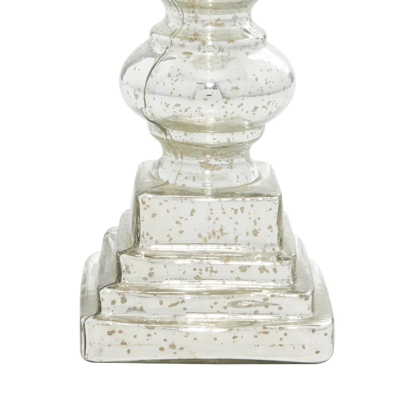 22" Silver Glass Traditional Candle Holder