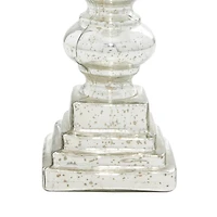 22" Silver Glass Traditional Candle Holder