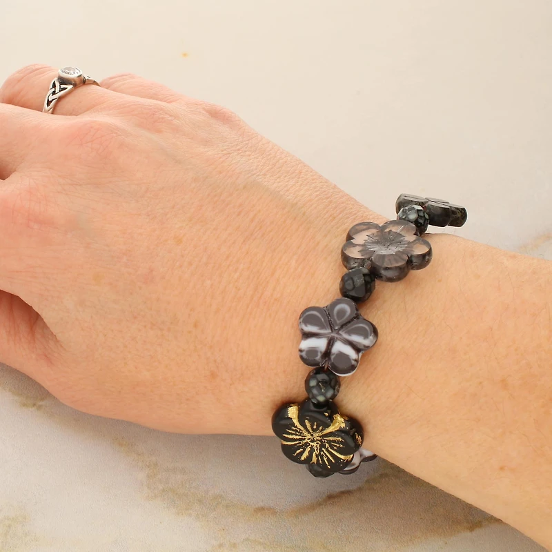 Black Tea Czech Glass Flower Bead Mix by Bead Landing™