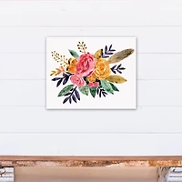 Feathers and Flowers 16" x 20" Canvas Wall Art