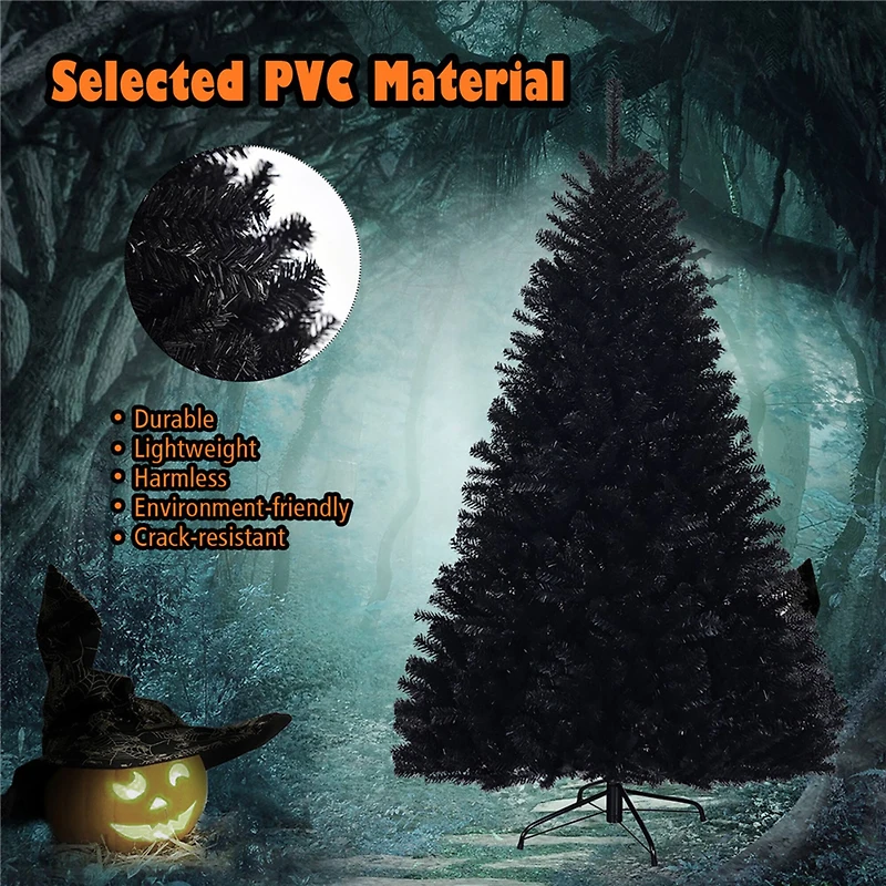 6ft. Unlit Black Artificial Christmas Tree