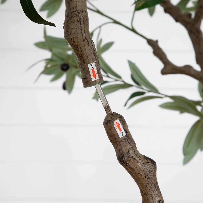 8ft. Artificial Grand Olive Tree in White Decorative Planter