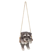 Design Toscano 8" Mini Schnauzer Puppy on a Perch Hanging Dog Sculpture