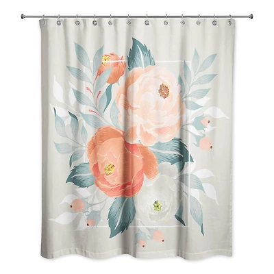 Orange Floral 71" x 74" Shower Curtain