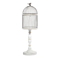 White Wood Farmhouse Birdcage, 44" x 14" x 14"