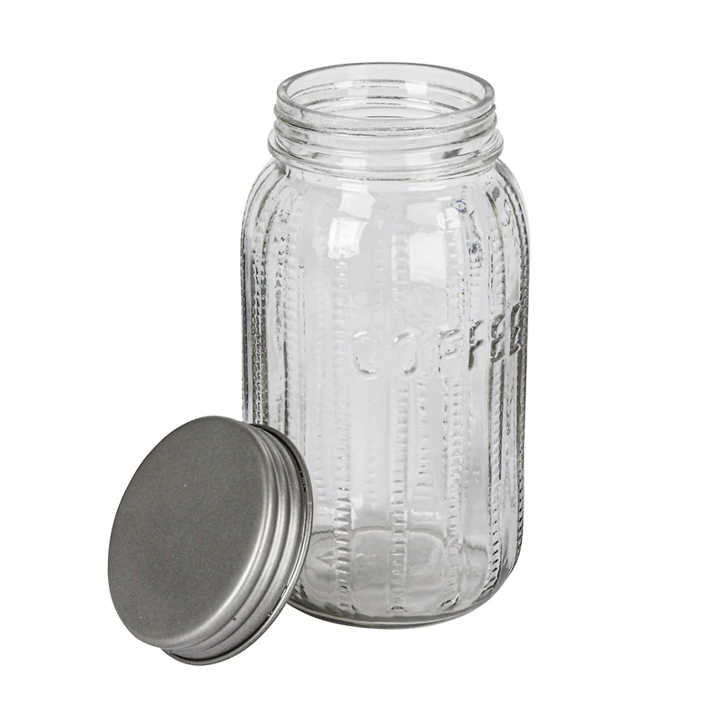Hello Honey Coffee Embossed Glass Jar with Metal Lid