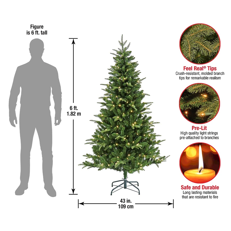 6ft. Pre-Lit Whatcom Pine Artificial Christmas Tree, Clear LED Lights
