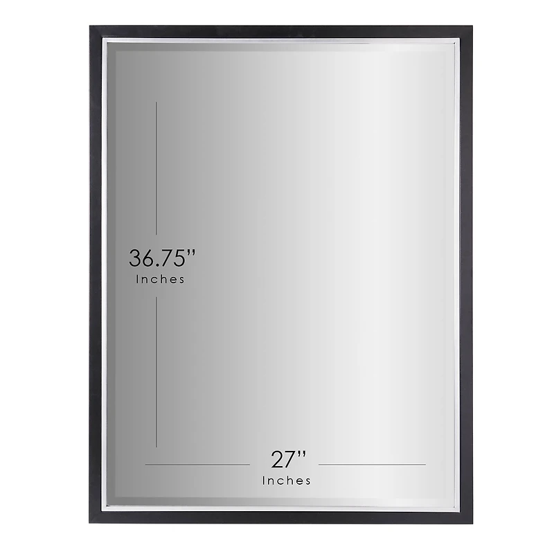 Brushed Black/Chrome Metal Framed Beveled Edge Wall Mirror - 30" x 40"