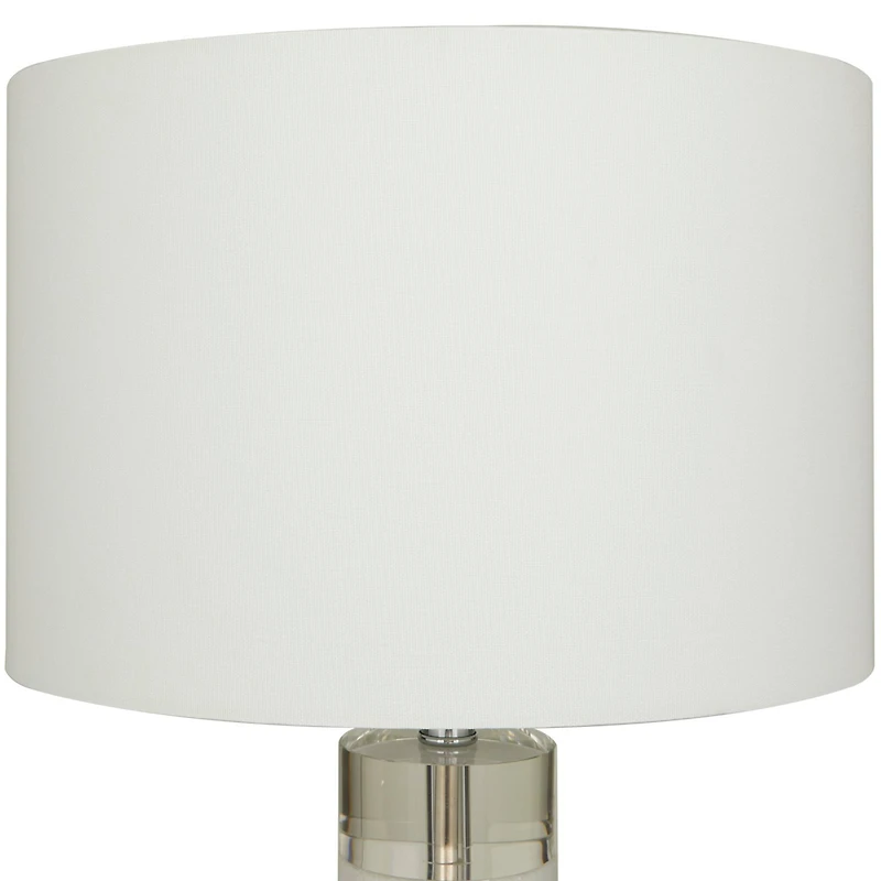 White Marble Slender Stand Table Lamp with Drum Shade 15" x 15" x 29"