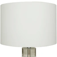 White Marble Slender Stand Table Lamp with Drum Shade 15" x 15" x 29"