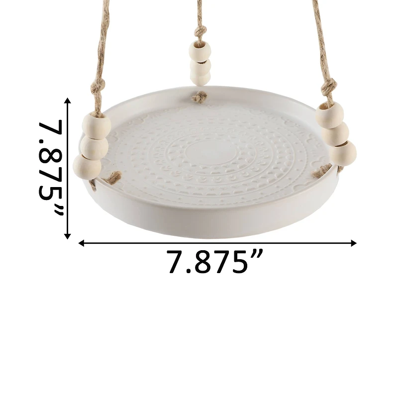 Flora Bunda® 8" Matte White Mayan Ceramic Hanging Planter