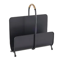 15" Black Metal Modern Decorative Magazine Holder with Loop Shaped Handle