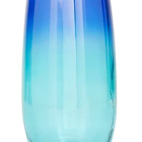 Blue Recycled Glass Handmade Spanish Vase with Ombre Effect 6" x 6" x 16"