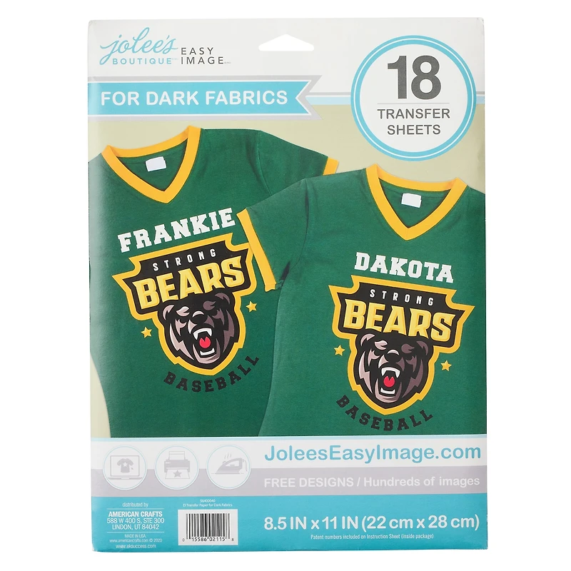 Jolee's Boutique® Easy Image® Dark Fabric Transfer Sheets, 18ct.