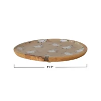 Hello Honey® 11.7" Round Snowman Enameled Mango Wood Tray