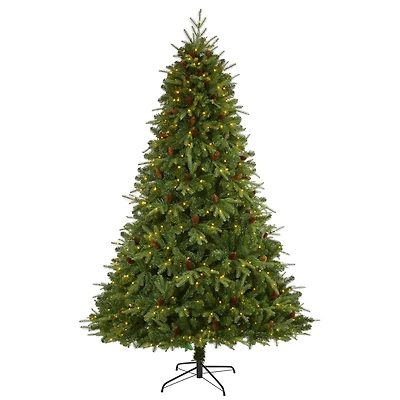 8ft. Pre-Lit Wellington Spruce Artificial Christmas Tree, Clear LED Lights