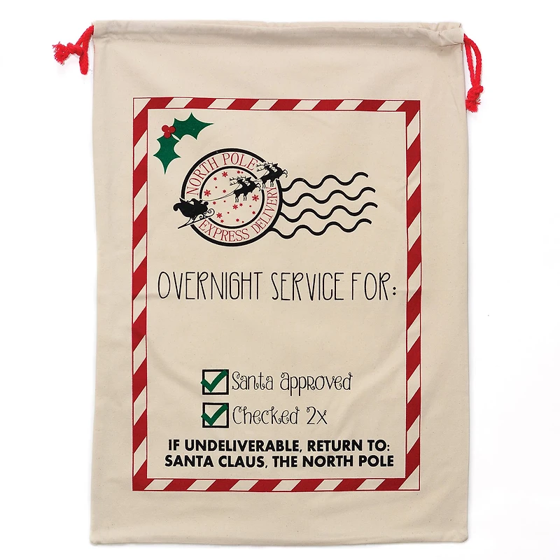 Personality Case™ 19" x 26" Candy Stripe Cotton Christmas Drawstring Bag