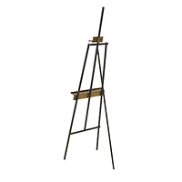 56.25" Black Metal Painter's Inspired 3-Tier Display Easel with Gold Accents
