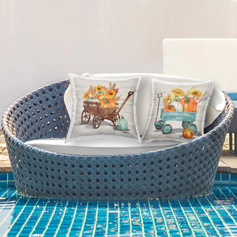 Stupell Industries Rustic Harvest Wagons Outdoor Printed Pillow