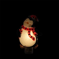 6" Black & Red Penguin with Santa Hat Christmas Night Light