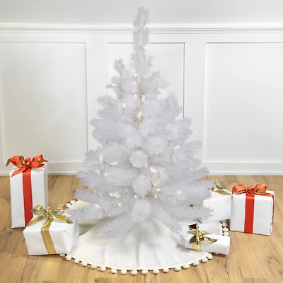 3ft. Pre-Lit White Alaskan Pine Artificial Christmas Tree, Warm White LED Lights