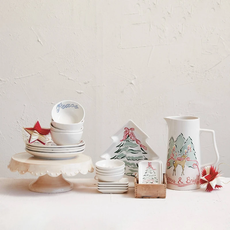 Hello Honey® 8" Holiday Round Stoneware Plate Set