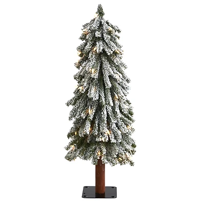3ft. Pre-Lit Flocked Grand Alpine Artificial Christmas Tree, Clear LED Lights