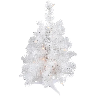 18" Pre-Lit Medium Snow White Artificial Christmas Tree, Clear Lights