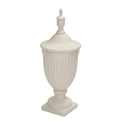 32" White Dolomite Country Decorative Urn