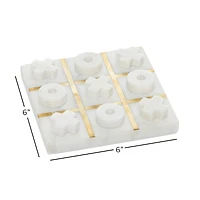 White Marble Tic-Tac-Toe Game Set