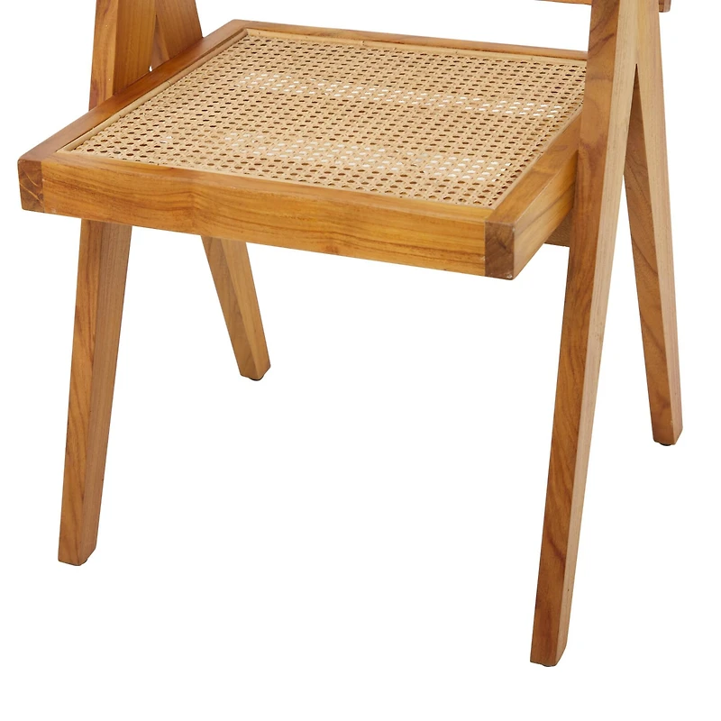 Brown Teak Wood Modern Accent Chair, 20" x 19" x 30"