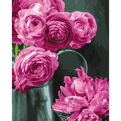 16" x 20" Peonies Paint-by-Number Kit with Wood Display Hanger by Artist's Loft®