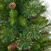 4ft. Pre-Lit Golden Tip Washington Pine with Pinecones Artificial Christmas Tree In White Planter, Clear Lights
