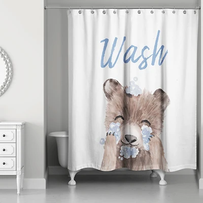 Bear Washing Face 71" x 74" Shower Curtain