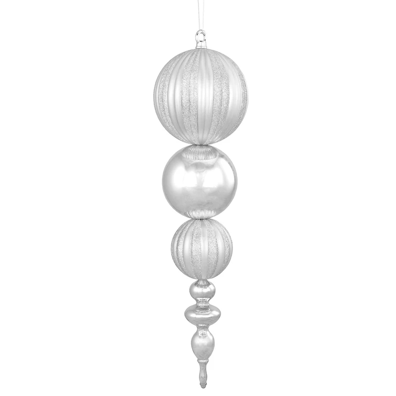 22" Silver Glittered Shatterproof Commercial Finial Christmas Ornament