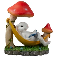12" White Bunny in Hammock Outside Garden Statue