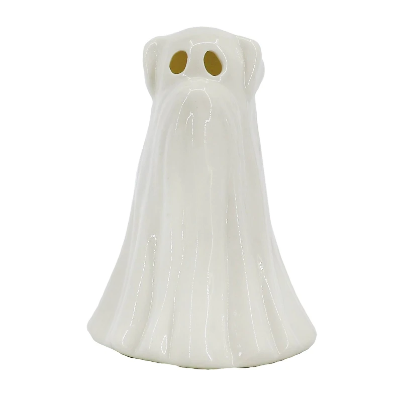 6.75" White Ghost Dog Pre-Lit Ceramic Tabletop Décor by Ashland®
