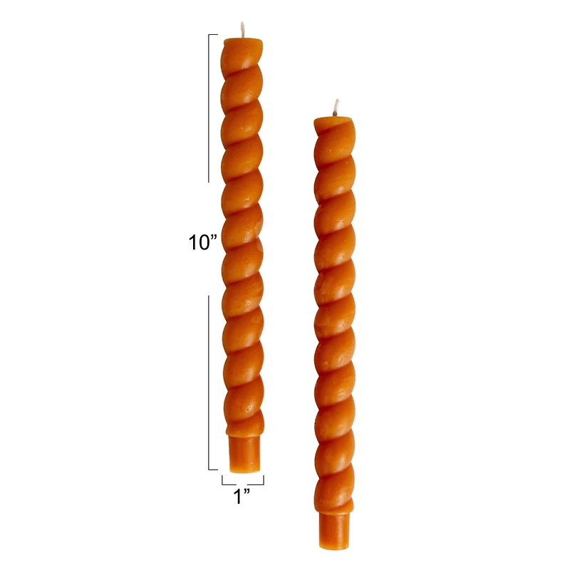 Hello Honey® 10" Camel Brown Unscented Twisted Taper Candles, 2ct.