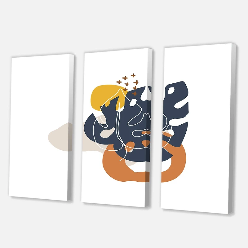 Designart - Abstract Flowers On Minimal Shapes IX