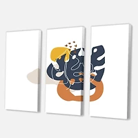 Designart - Abstract Flowers On Minimal Shapes IX