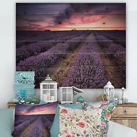 Designart - Sunrise & Dramatic Clouds Over Lavender Field IX