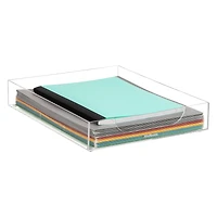 Mind Reader Paper Tray, Desktop Organizer, File Storage, Modern, Office, Acrylic, Clear