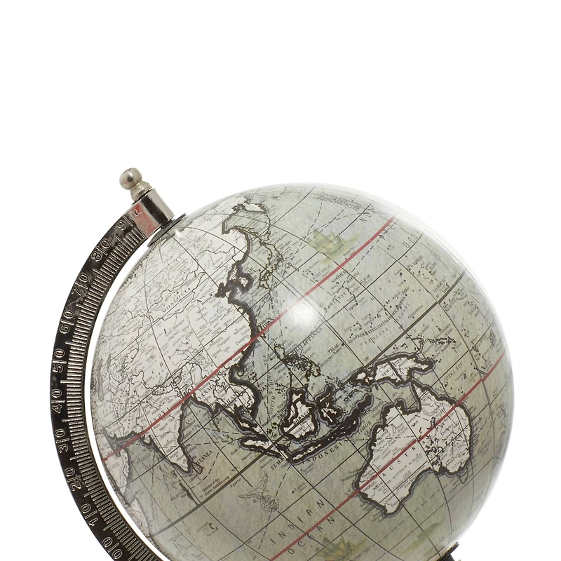 11" White Ceramic & Metal Contemporary Globe