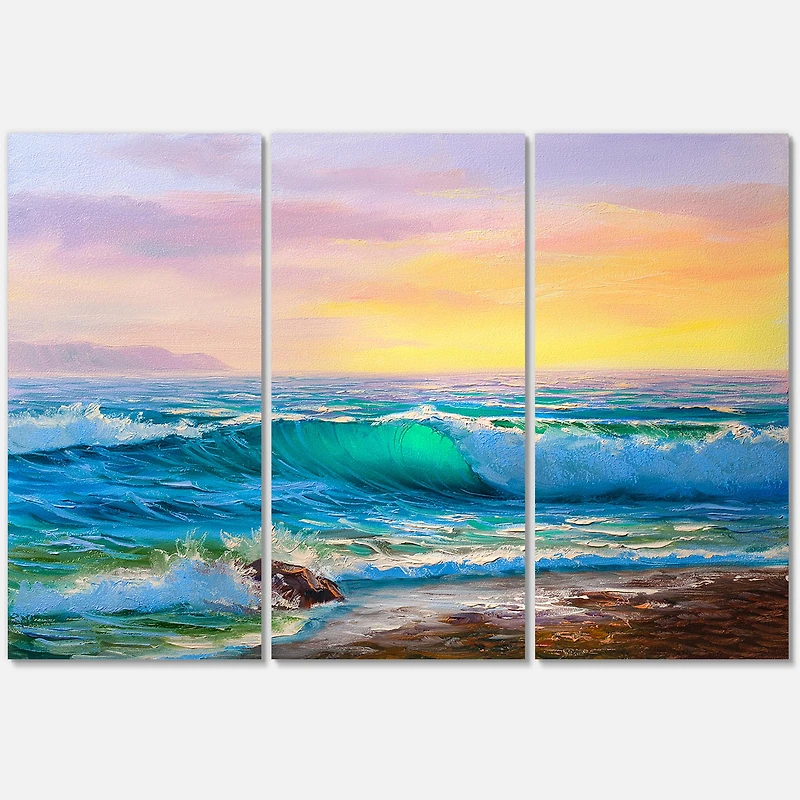 Designart - Blue Waves Breaking At The Beach IV