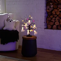 18in. Pre-Lit Artificial Halloween Ghost Dolls, Spiders, Bats & Pumpkins 24 LED Lighted Ornament Tree