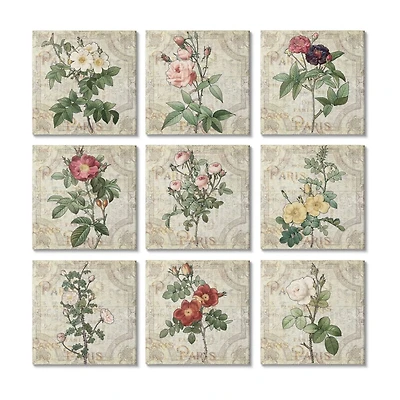 Stupell Industries Parisian Spring Florals Regal Patterned Background Canvas Wall Art, 12" x 12"