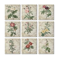 Stupell Industries Parisian Spring Florals Regal Patterned Background Canvas Wall Art, 12" x 12"