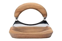 Hello Honey® Natural Acacia Wood and Stainless Steel Italian Mezzaluna Knife with Square Cutting Board Set